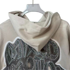 Rhinestone Skateboard Print Zipper Hoodie 28700560