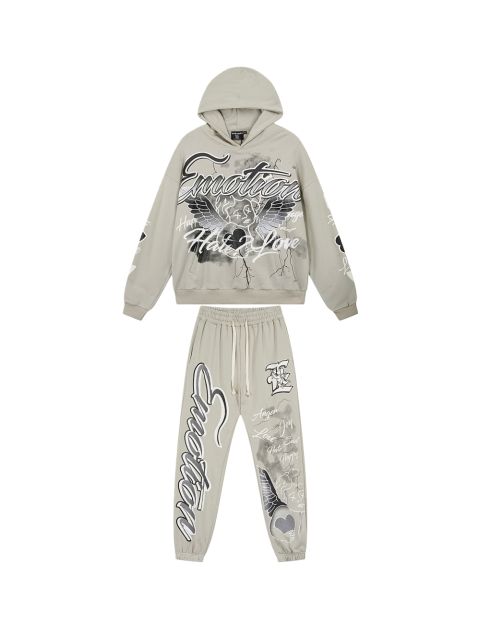 Street Graffiti Print Hoodie & Pants Set 3 colors 28594833