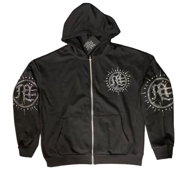 Eclipse logo rhinestone Hoodie & Pants Set 28641979