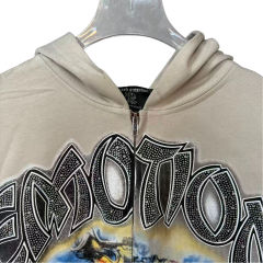 Rhinestone Skateboard Print Zipper Hoodie 28700560