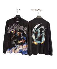 Skeleton Skate Print Washed Versiion Long Sleeve T-Shirt 2 colors 28691920