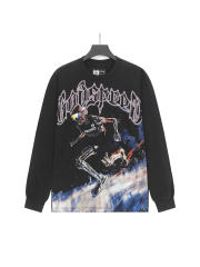 Skeleton Skate Print Washed Versiion Long Sleeve T-Shirt 2 colors 28691920