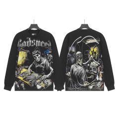 Skeleton Screen-Printed Clothing Washed Version Long Sleeve T-Shirt 2 colors 28691923