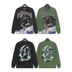 Skeleton Skate Print Washed Versiion Long Sleeve T-Shirt 2 colors 28691920