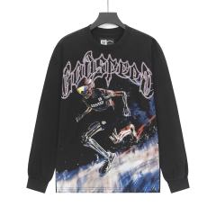 Skeleton Skate Print Washed Versiion Long Sleeve T-Shirt 2 colors 28691920