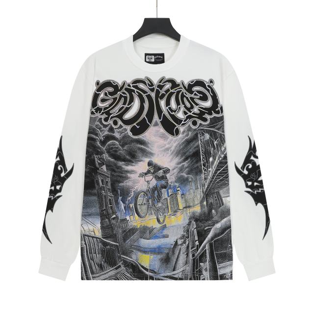 Skeleton City Cycling Print Long Sleeve T-Shirt 2 colors 28690405