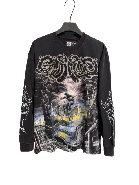 Skeleton City Cycling Print Long Sleeve T-Shirt 2 colors 28690405