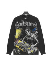 Skeleton Screen-Printed Clothing Washed Version Long Sleeve T-Shirt 2 colors 28691923