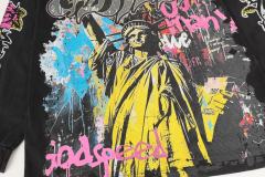 Statue of Liberty Graffiti Letter Print Washed Version Long Sleeve T-Shirt 3 colors 28702248