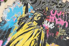 Statue of Liberty Graffiti Letter Print Washed Version Long Sleeve T-Shirt 3 colors 28702248