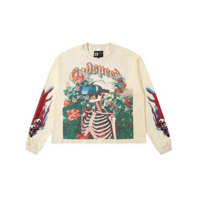 Skeleton with VR Glasses Printed Washed Version Long-Sleeve T-Shirt 2 colors 28512646