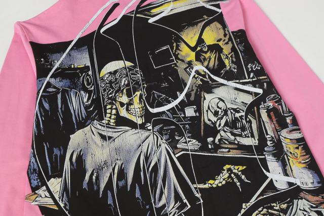 Skeleton Screen-Printed Clothing Washed Version Long Sleeve T-Shirt 2 colors 28691923