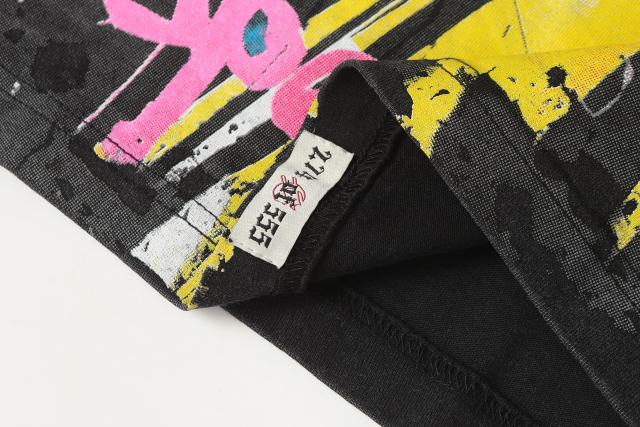 Statue of Liberty Graffiti Letter Print Washed Version Long Sleeve T-Shirt 3 colors 28702248