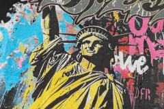 Statue of Liberty Graffiti Letter Print Washed Version Long Sleeve T-Shirt 3 colors 28702248