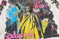 Statue of Liberty Graffiti Letter Print Washed Version Long Sleeve T-Shirt 3 colors 28702248