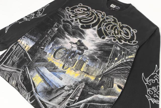 Skeleton City Cycling Print Long Sleeve T-Shirt 2 colors 28690405