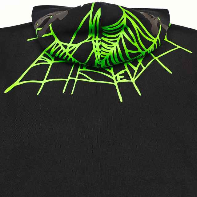 1:1 quality version Green Spider Web Printed Hoodie & Pants Set 28692914