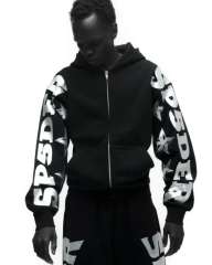 1:1 quality version Silver-Hot-Stamped Letter Print Zipper Hoodie & Pants Set 28656538