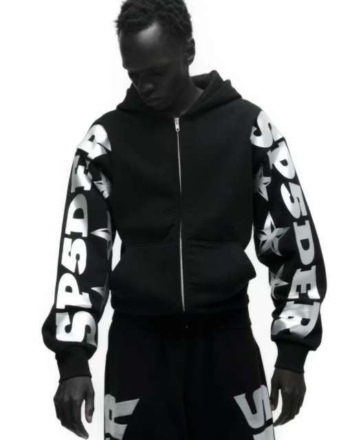 1:1 quality version Silver-Hot-Stamped Letter Print Zipper Hoodie & Pants Set 28656538