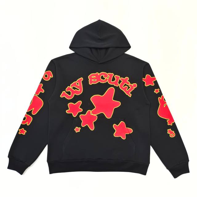 1:1 quality version Yellow-Bordered Letter Print Hoodie 28658094