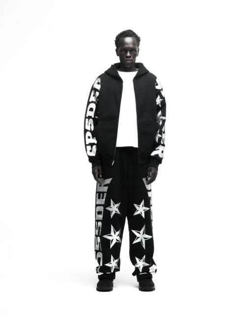 1:1 quality version Silver-Hot-Stamped Letter Print Zipper Hoodie & Pants Set 28656538