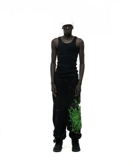 1:1 quality version Green Spider Web Printed Hoodie & Pants Set 28692914