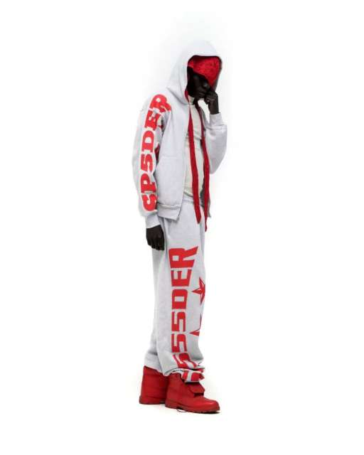 1:1 quality version Red Letter Print Zipper Hoodie & Pants Set 28692870
