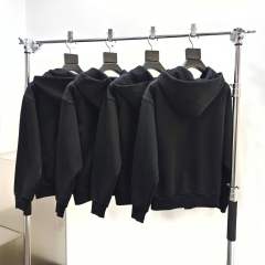 1:1 quality version Black Layered White Letter Print Zipper Hoodie 28675076