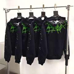 1:1 quality version Green Spider Web Printed Hoodie & Pants Set 28692914