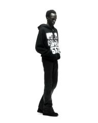 1:1 quality version Black Layered White Letter Print Zipper Hoodie 28675076