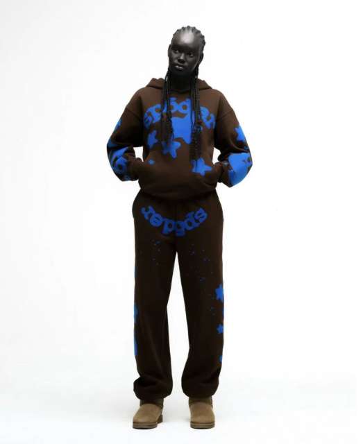 1:1 quality version Blue Star Print Hoodie & Pants Set 28623281