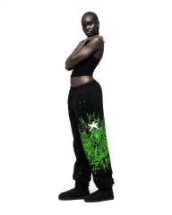 1:1 quality version Green Spider Web Printed Hoodie & Pants Set 28692914