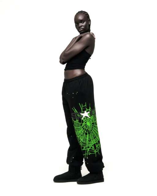 1:1 quality version Green Spider Web Printed Hoodie & Pants Set 28692914