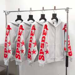 1:1 quality version Red Letter Print Zipper Hoodie & Pants Set 28692870