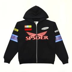 1:1 quality version Embroidered Motorcycle Label Zipper Hoodie 28710764