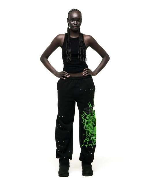 1:1 quality version Green Spider Web Printed Hoodie & Pants Set 28692914