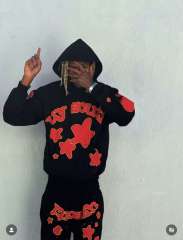 1:1 quality version Yellow-Bordered Letter Print Hoodie 28658094