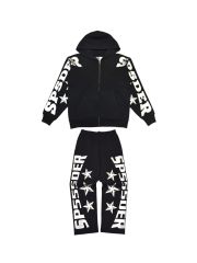 1:1 quality version Silver-Hot-Stamped Letter Print Zipper Hoodie & Pants Set 28656538