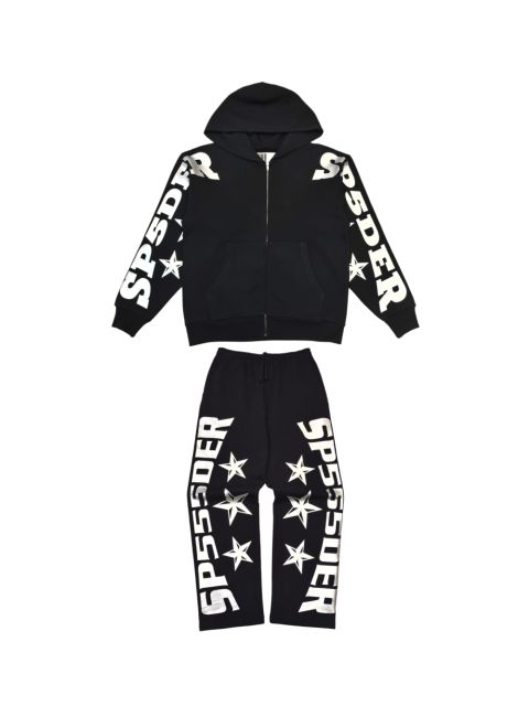 1:1 quality version Silver-Hot-Stamped Letter Print Zipper Hoodie & Pants Set 28656538