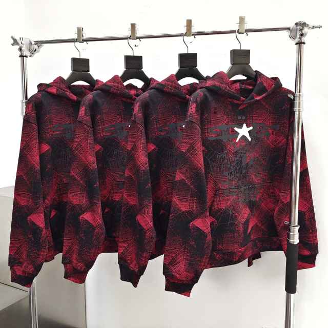 1:1 quality version Black Web Red Line Checkered Hoodie & Pants Set 28631071