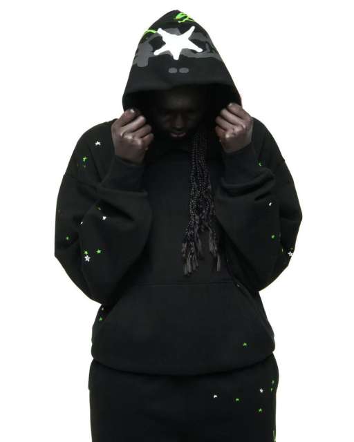1:1 quality version Green Spider Web Printed Hoodie & Pants Set 28692914