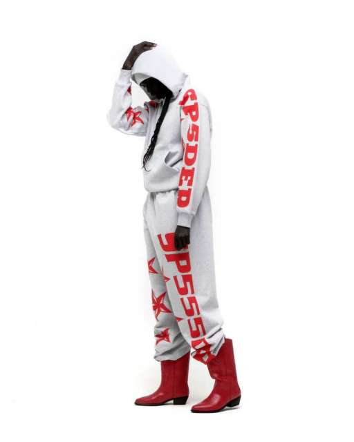 1:1 quality version Red Letter Print Zipper Hoodie & Pants Set 28692870