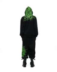 1:1 quality version Green Spider Web Printed Hoodie & Pants Set 28692914