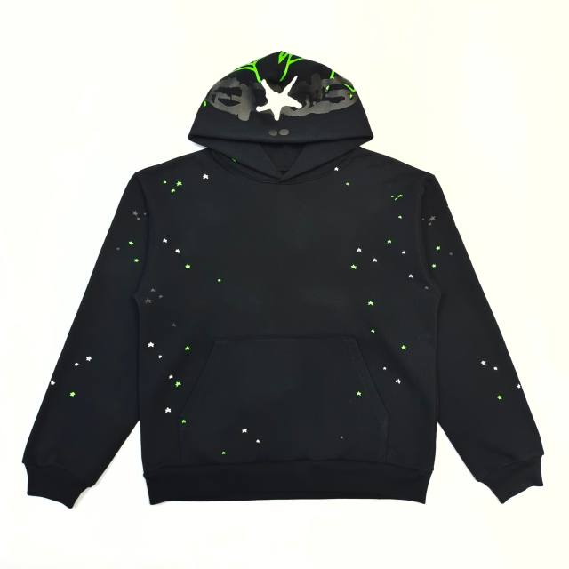 1:1 quality version Green Spider Web Printed Hoodie & Pants Set 28692914
