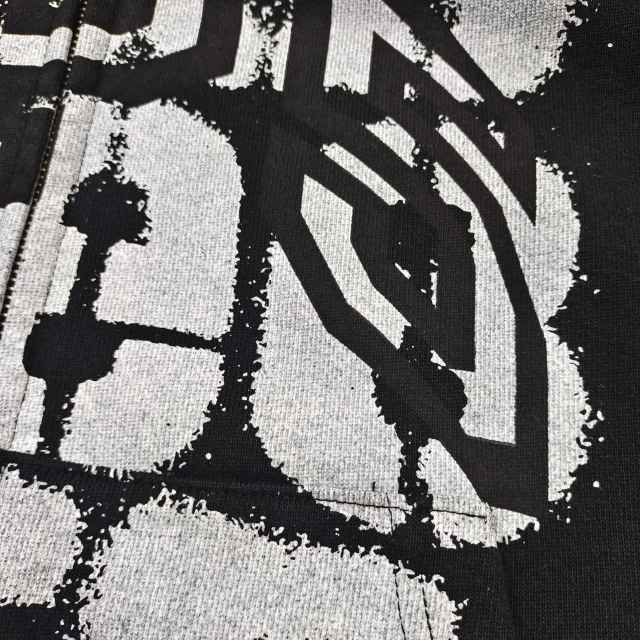 1:1 quality version Black Layered White Letter Print Zipper Hoodie 28675076