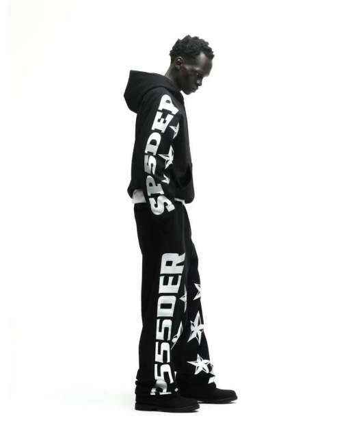 1:1 quality version Silver-Hot-Stamped Letter Print Zipper Hoodie & Pants Set 28656538