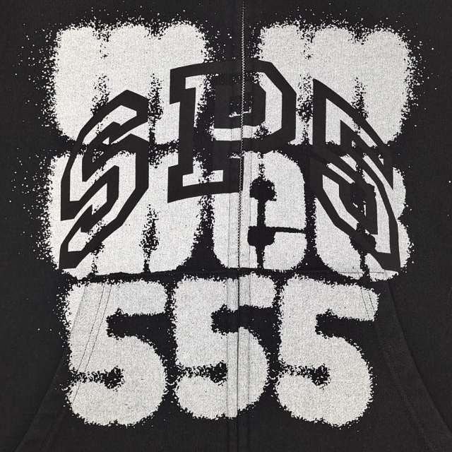 1:1 quality version Black Layered White Letter Print Zipper Hoodie 28675076