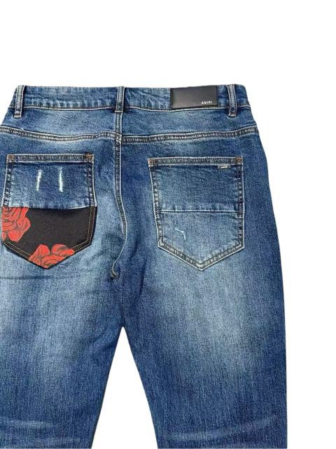 1:1 quality version Black and Red Distressed Patchwork Jeans 28655821