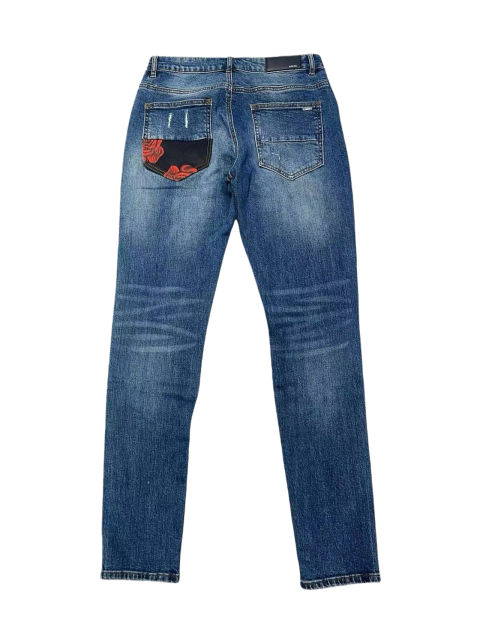 1:1 quality version Black and Red Distressed Patchwork Jeans 28655821