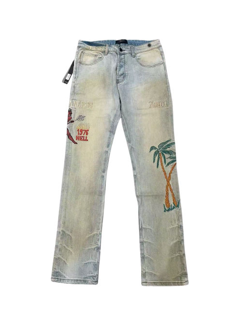 1:1 quality version Hell Demon Embroidery Jeans 2 colors 28434305